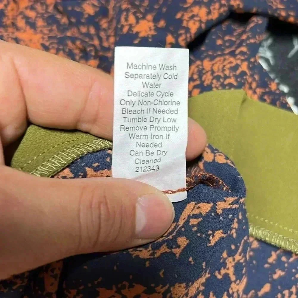 Cabi Python Print Border Wrap Blouse Navy Rust Ol… - image 6